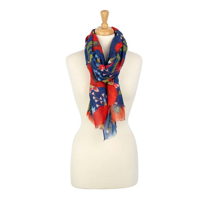 Vibrant Poppy Bloom Recycled Polyester Scarf