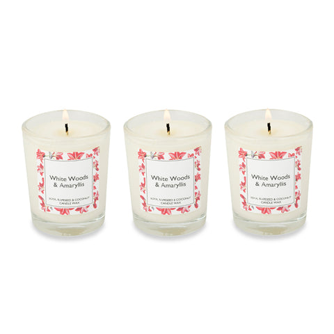 White Woods and Amaryllis Set of 3 Candles