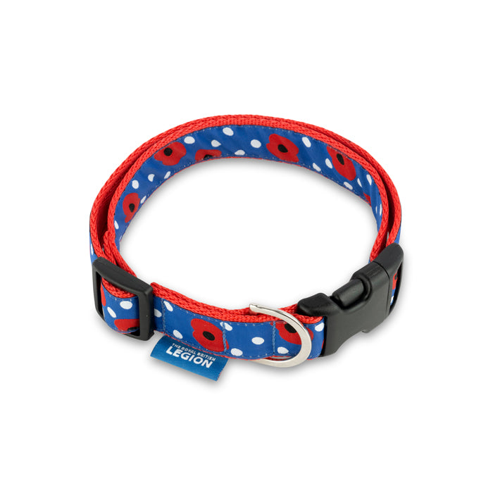 Poppy and Polka Dots Blue Adjustable Collar