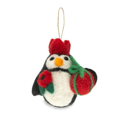Party Hat Penguin with Poppy Felt Christmas Decoration