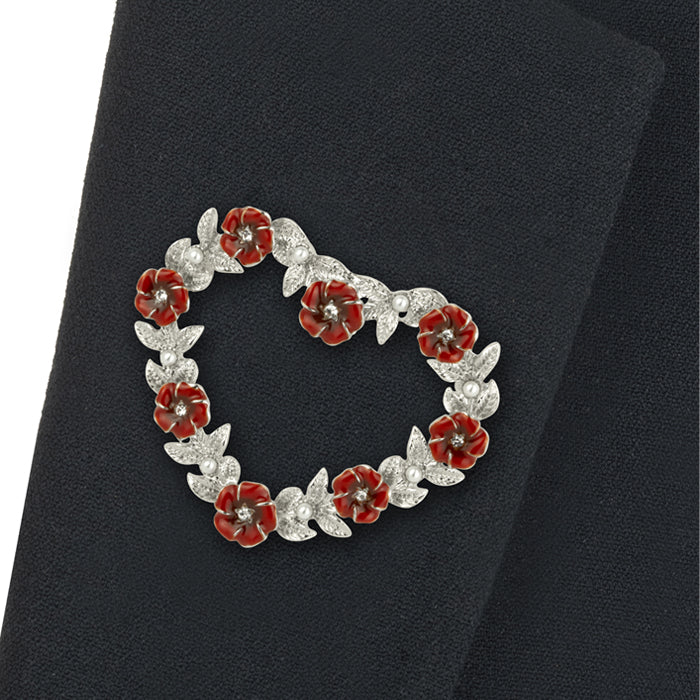 Poppy crystal pearl brooch sale