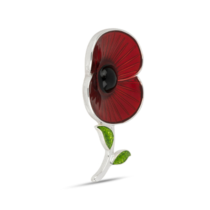 Silver poppy sale brooch
