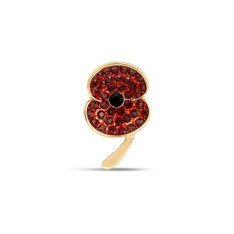 Pave Gold Tone Poppy Pin