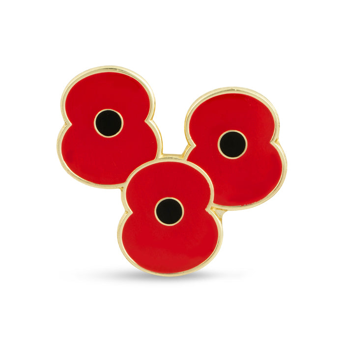 Red Enamel Poppy Trio Pin
