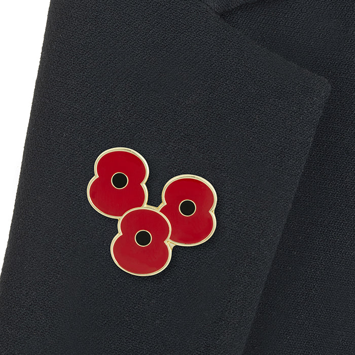 Red Enamel Poppy Trio Pin