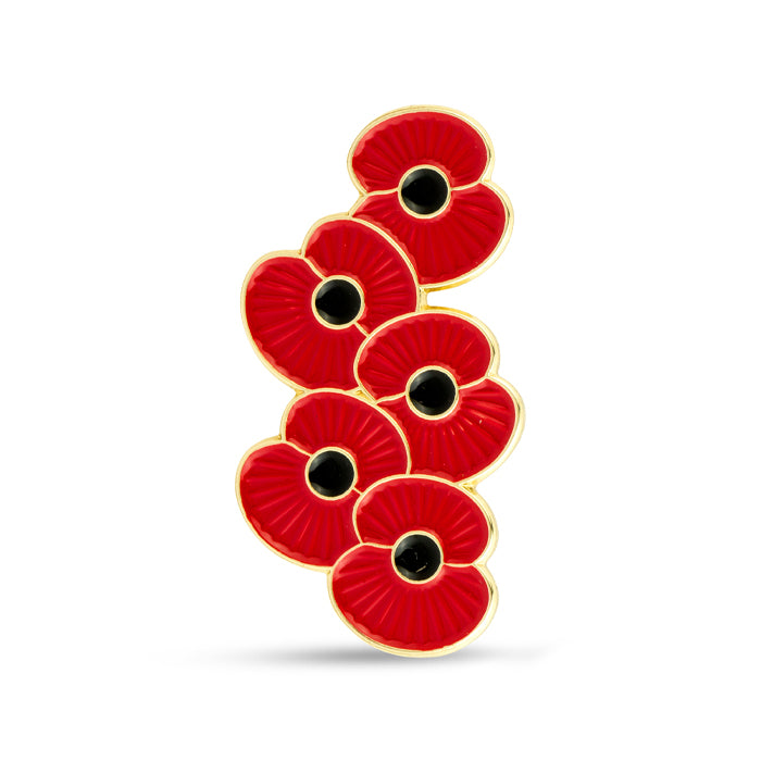 thumbnail image 2 of Red Glitter Poppies Enamel Pin Badge - Remembrance Day Charity Lapel Pin 2 of 4