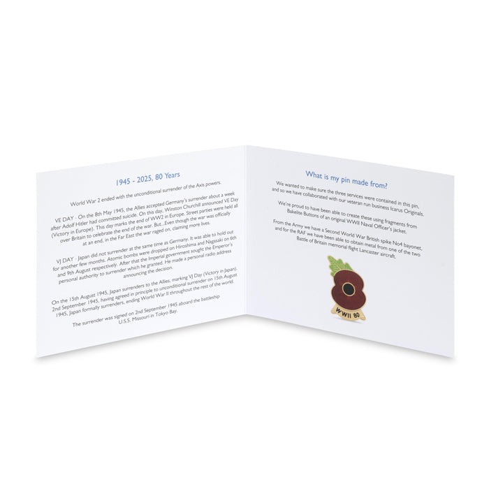 End of the Second World War 80 Years Poppy Lapel Pin