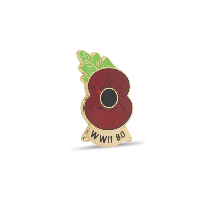 End of the Second World War 80 Years Poppy Lapel Pin