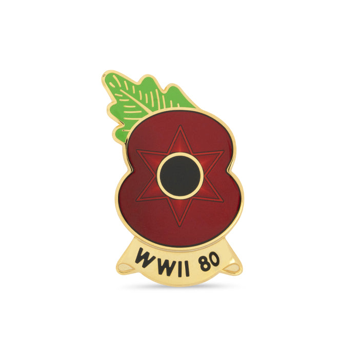 End of the Second World War 80 Years Poppy Lapel Pin