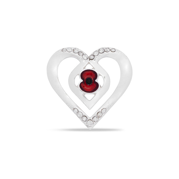 Eternity Crystal Heart Poppy Pin