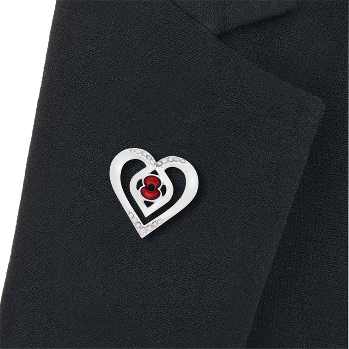 Eternity Crystal Heart Poppy Pin