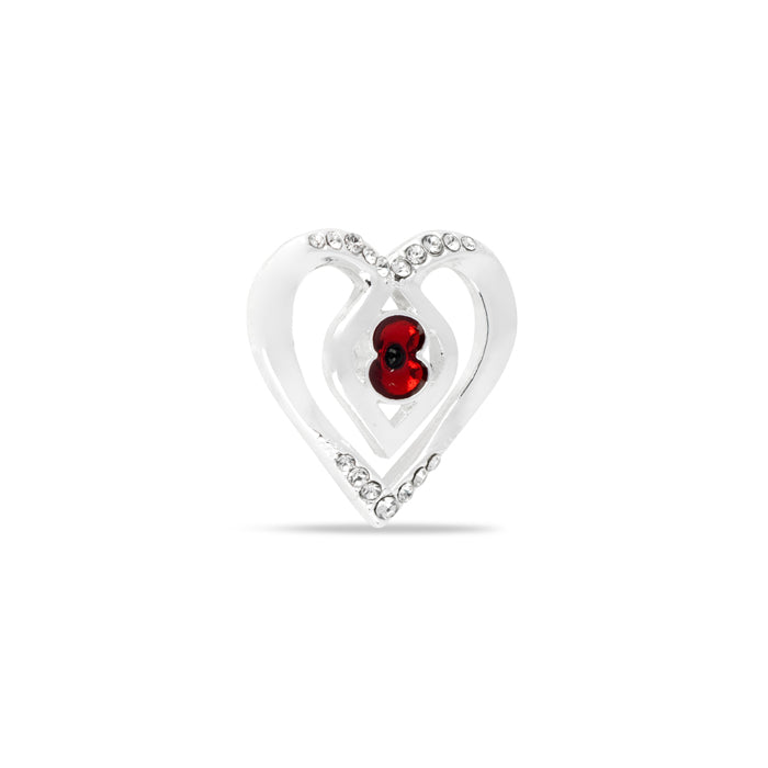 Eternity Crystal Heart Poppy Pin