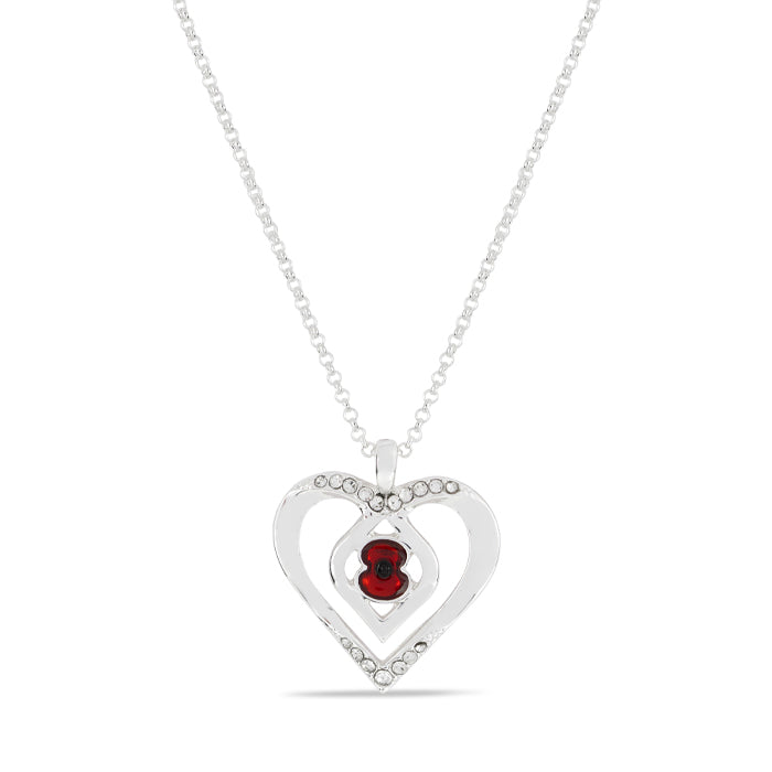 Eternity Crystal Heart Poppy Necklace