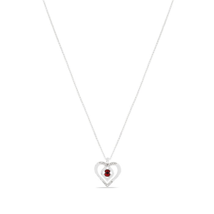 Eternity Crystal Heart Poppy Necklace