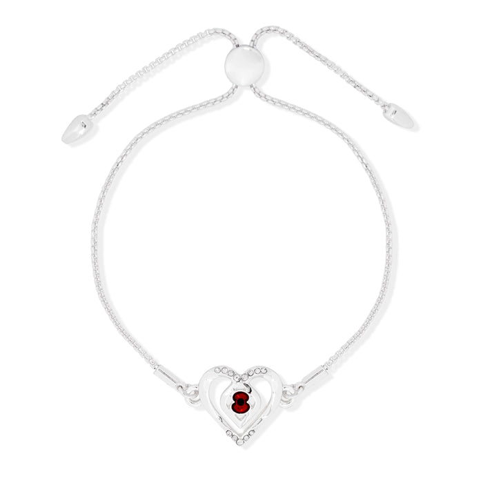 Eternity Crystal Heart Poppy Bracelet