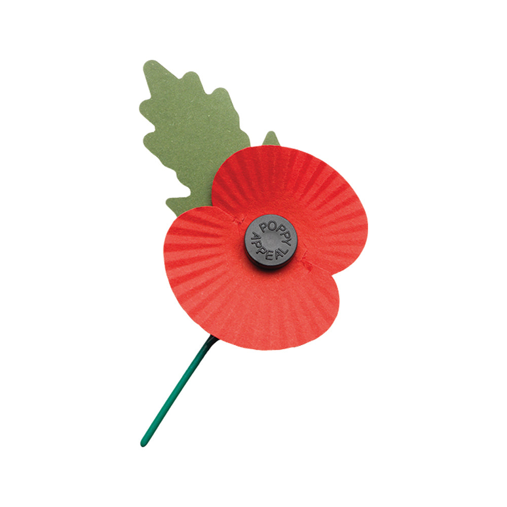 £5 Paper Poppy with Plastic Stem
