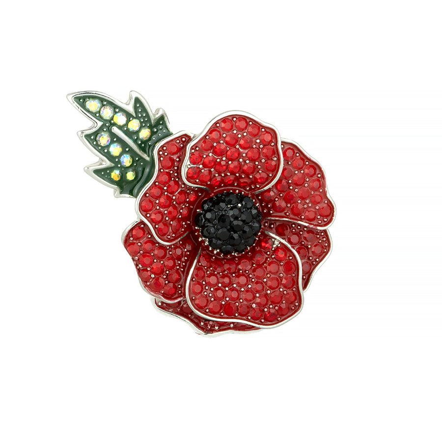 Raised Poppy and Leaf Glitter Brooch