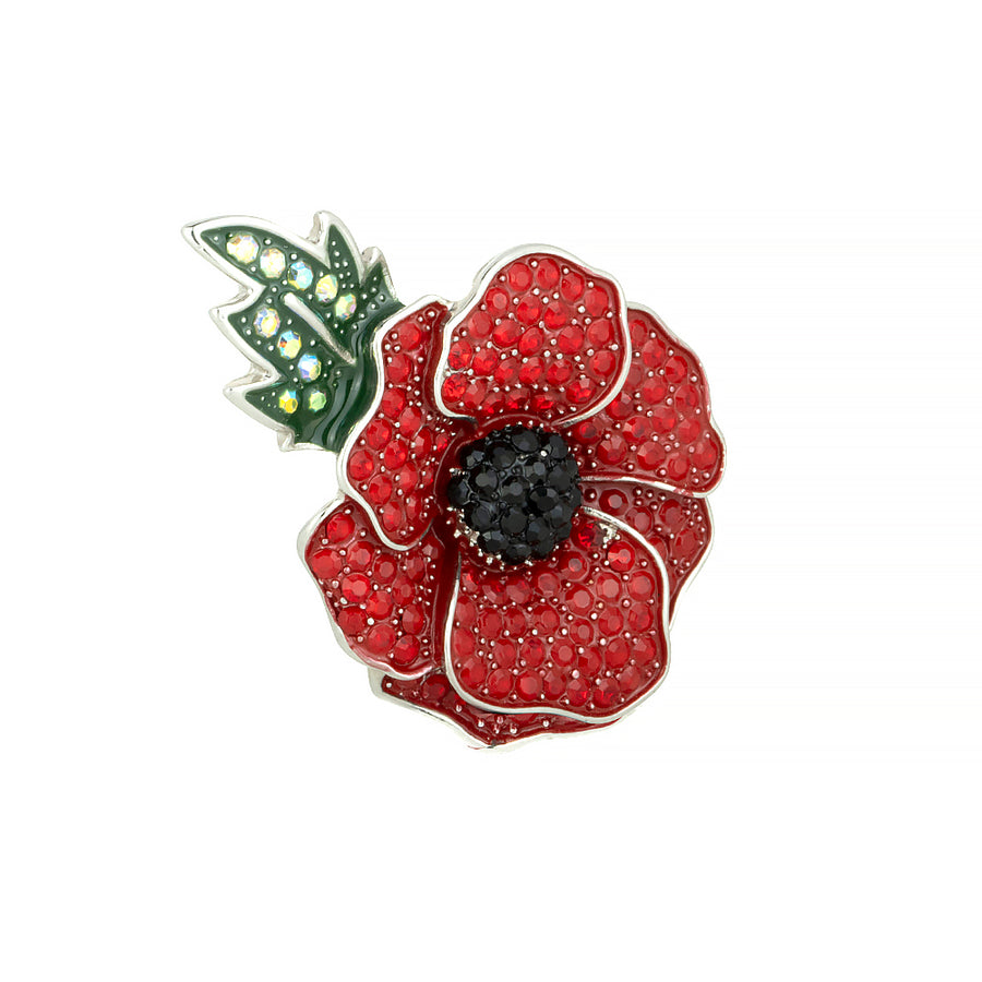 Raised Poppy and Leaf Glitter Brooch