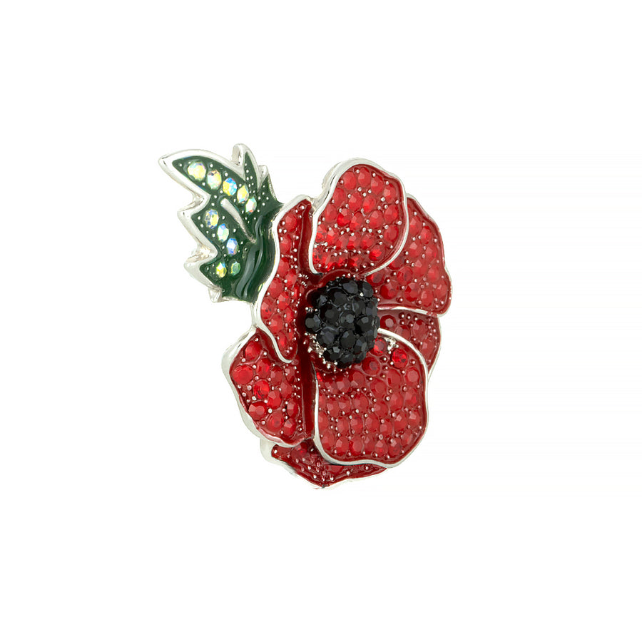 Raised Poppy and Leaf Glitter Brooch
