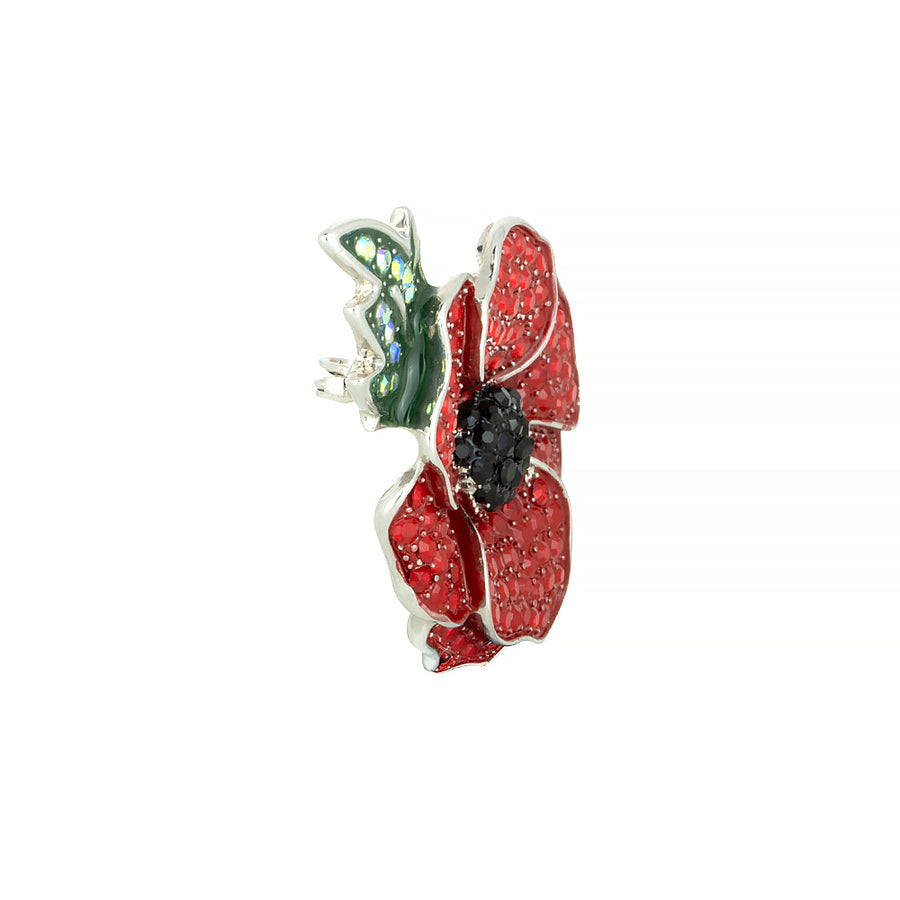 Raised Poppy and Leaf Glitter Brooch