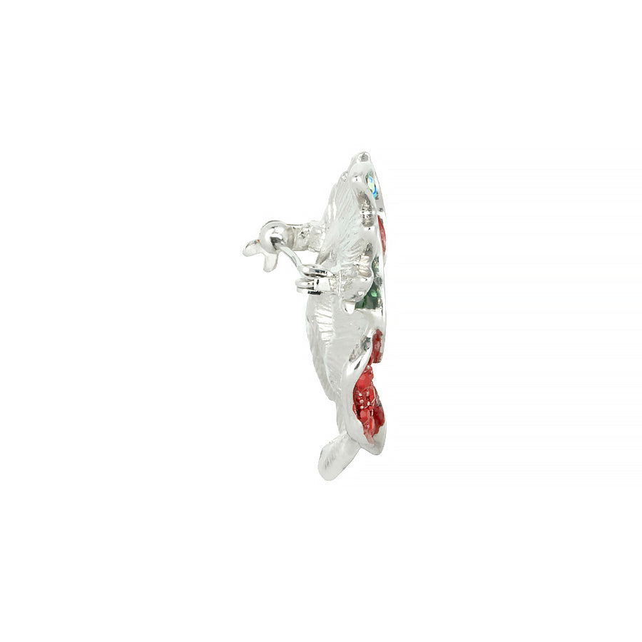 Raised Poppy and Leaf Glitter Brooch
