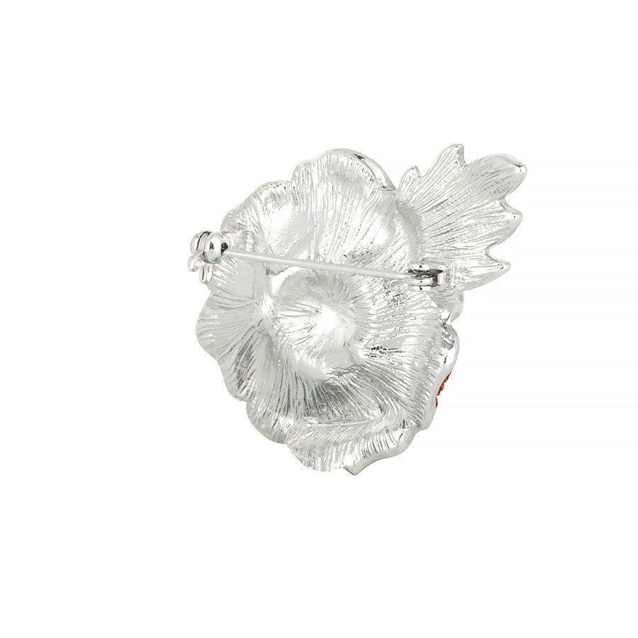 Raised Poppy and Leaf Glitter Brooch