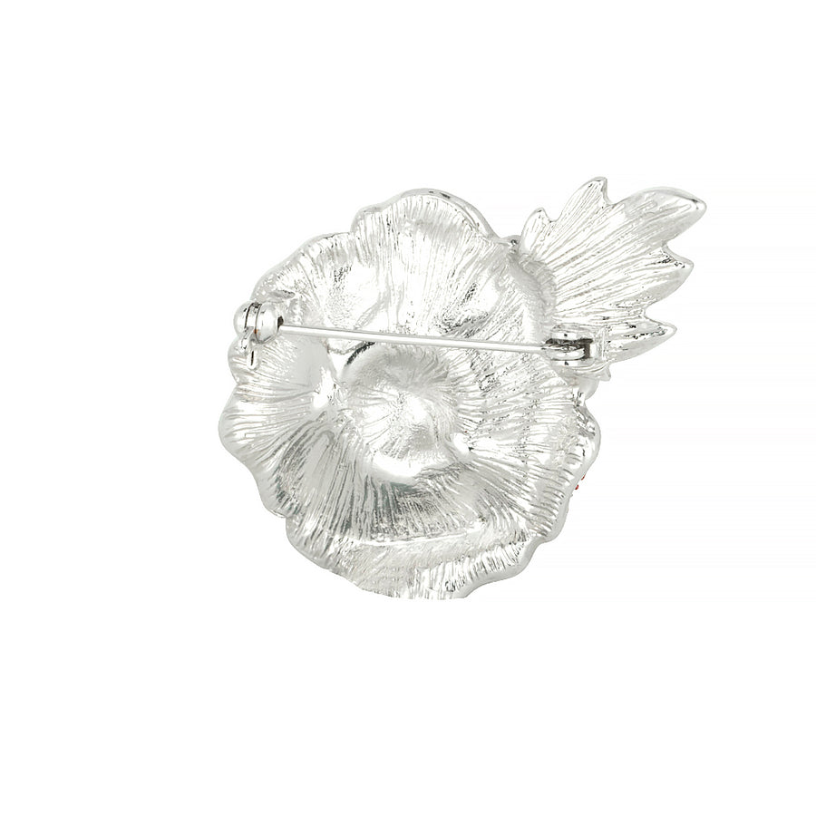 Raised Poppy and Leaf Glitter Brooch