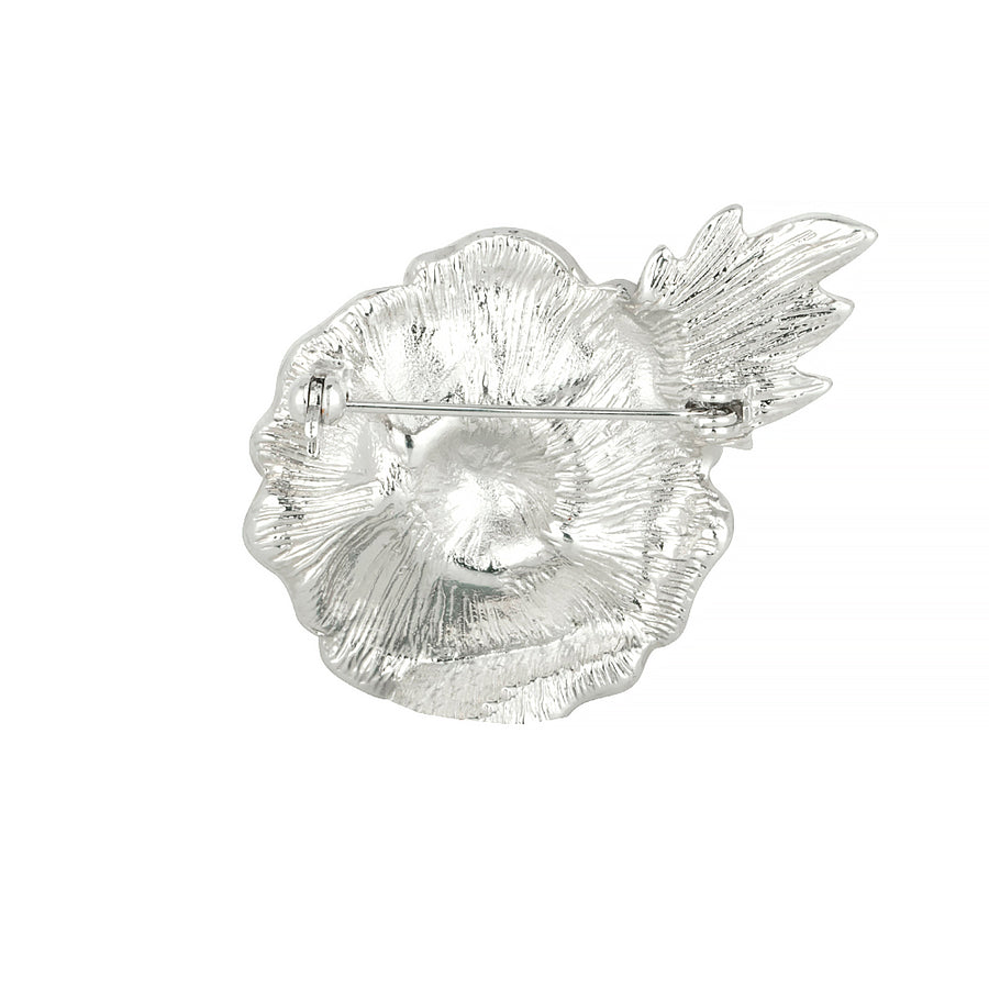 Raised Poppy and Leaf Glitter Brooch