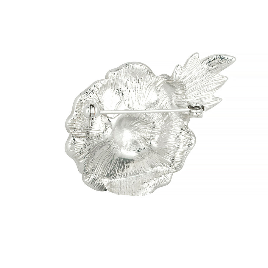 Raised Poppy and Leaf Glitter Brooch