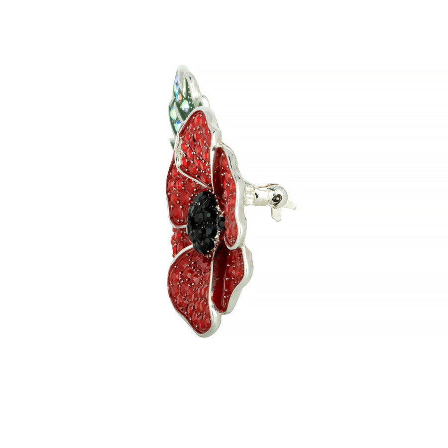 Raised Poppy and Leaf Glitter Brooch