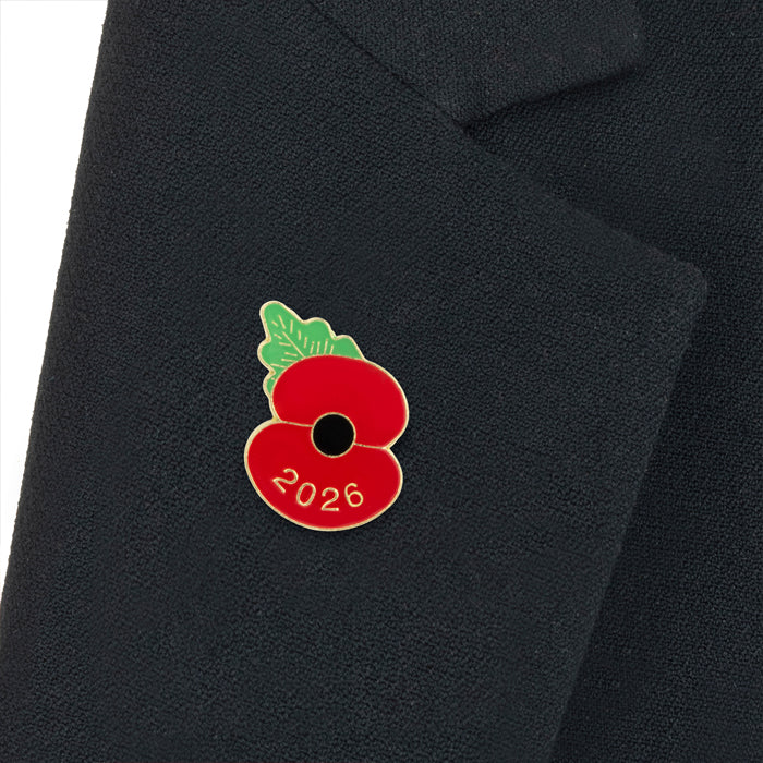 2026 Dated Poppy Lapel Pin on Lapel