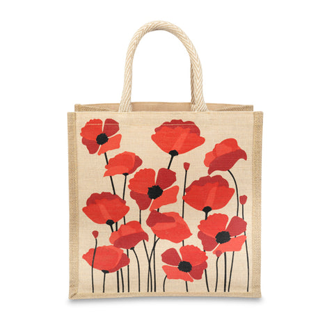 Medium Poppy Garden Jute Bag