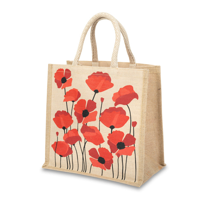 Medium Poppy Garden Jute Bag