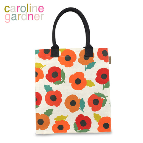 Caroline Gardner Poppy and Stripe Print Juco Shopper Bag