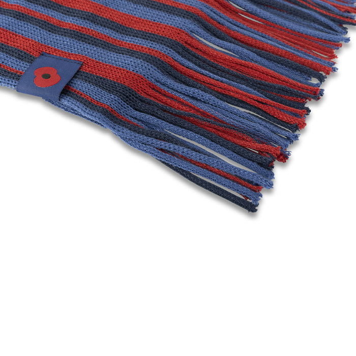 Striped Scarf with Woven Poppy Tag