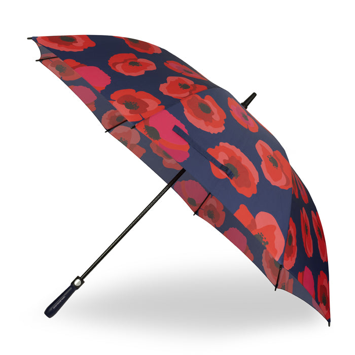 Flowing Poppies Navy Golf Umbrella