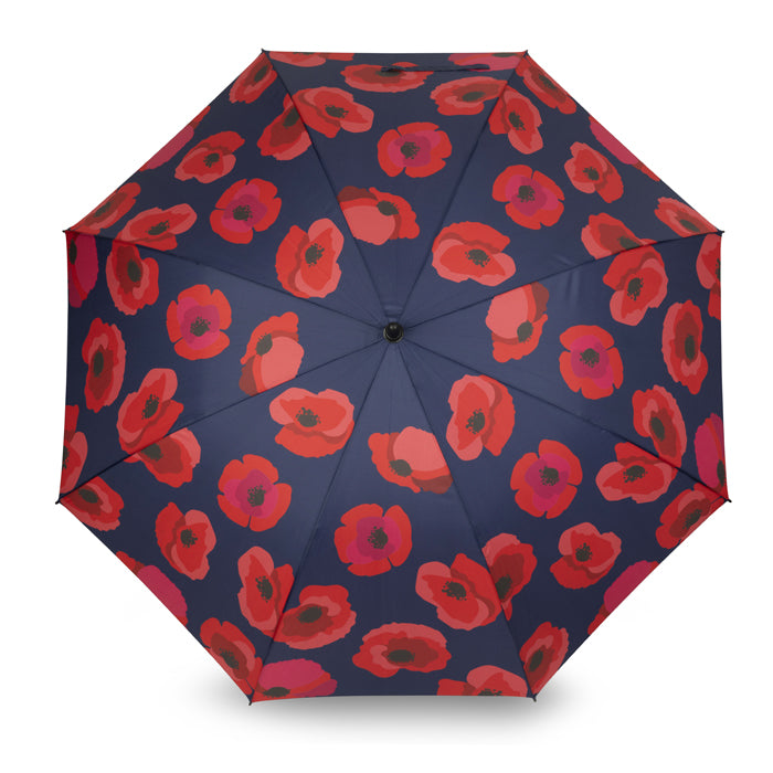 Flowing Poppies Navy Golf Umbrella