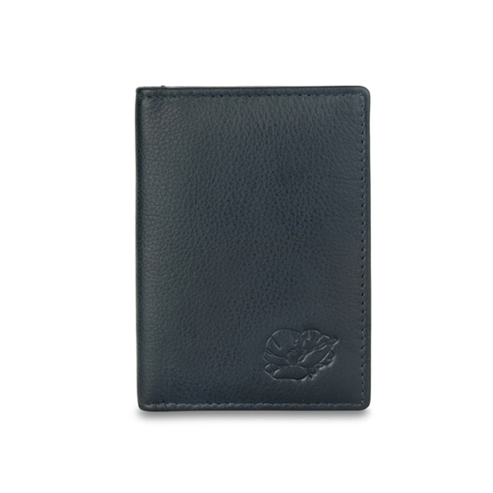 Blue Leather Card Holder with Debossed Poppy