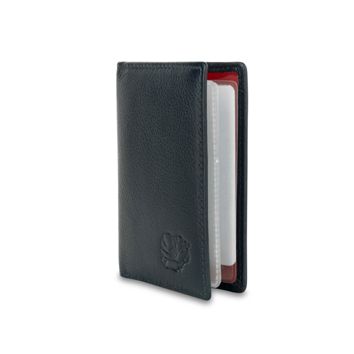 Blue Leather Card Holder with Debossed Poppy