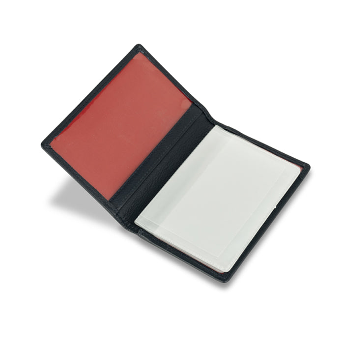 Blue Leather Card Holder with Debossed Poppy