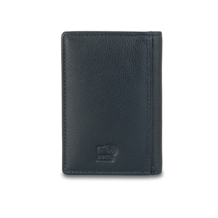 Blue Leather Card Holder with Debossed Poppy