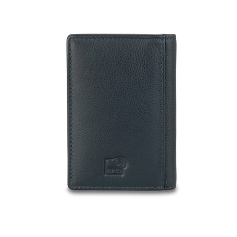Blue Leather Card Holder with Debossed Poppy