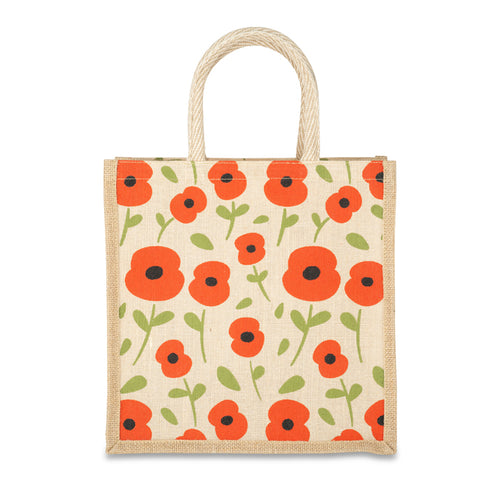 Sunrise Poppies Medium Jute Bag