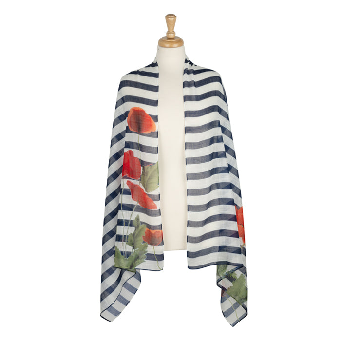Nautical Stripe and Poppy Scarf