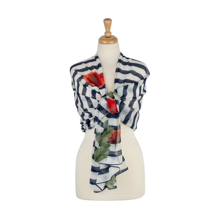 Nautical Stripe and Poppy Scarf