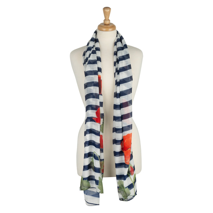 Nautical Stripe and Poppy Scarf