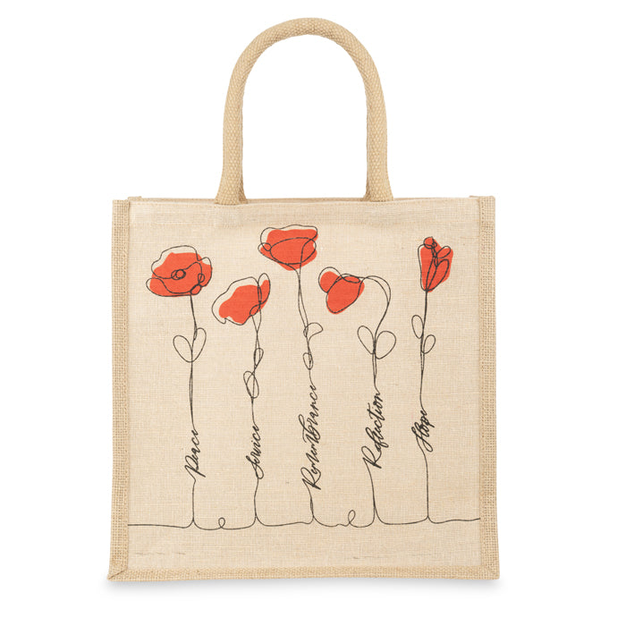 We Will Remember Them Medium Poppy Juco Bag