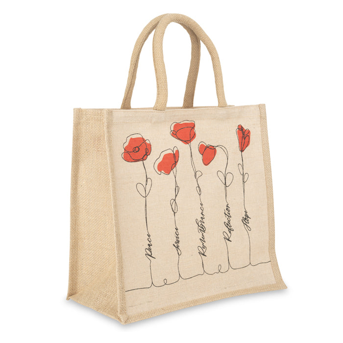 We Will Remember Them Medium Poppy Juco Bag