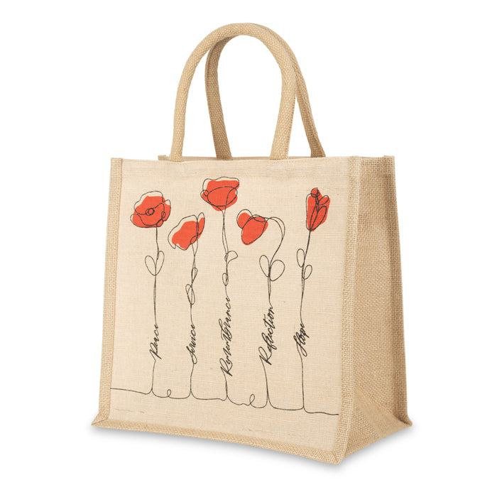 We Will Remember Them Medium Poppy Juco Bag