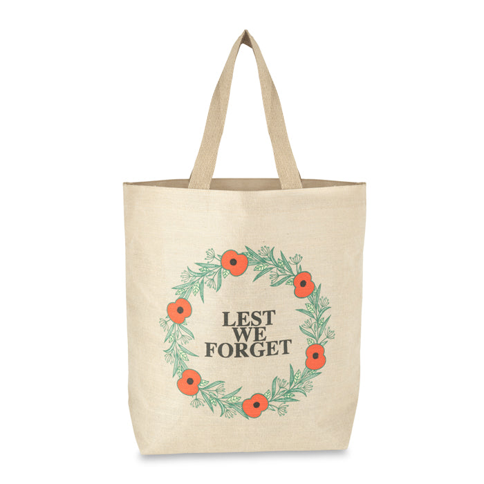 Lest We Forget Poppy Wreath Jute Bag